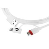 SilverHT - Cable Combo MFI - MicroUSB + Lightning 1,5m - Blanco