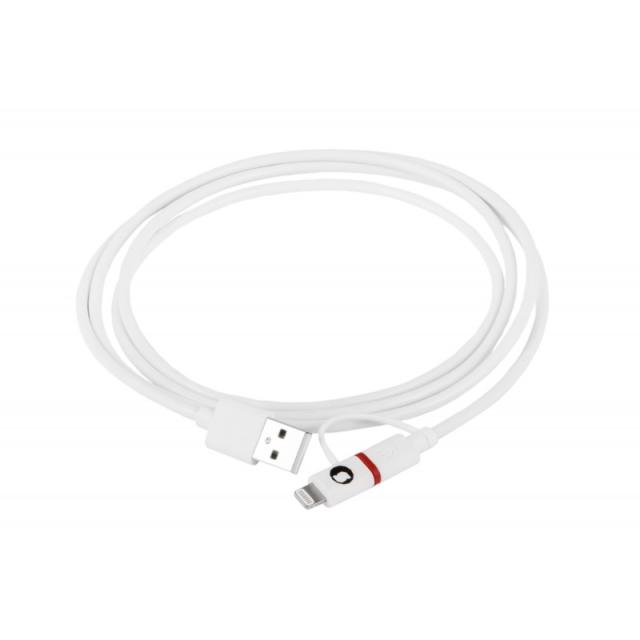 SilverHT - Cable Combo MFI - MicroUSB + Lightning 1,5m - Blanco