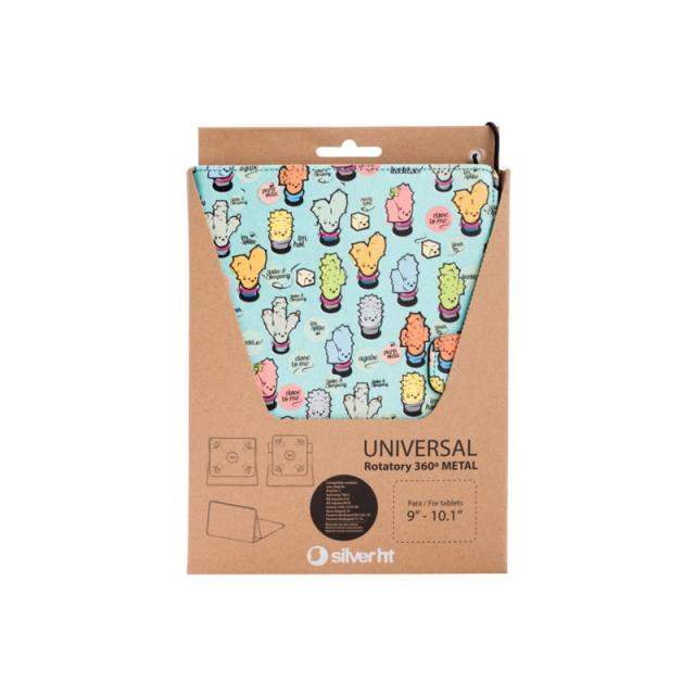 SilverHT - Funda Universal Rotatory 360º (9 - 10.1'''') Cactoos Green metal