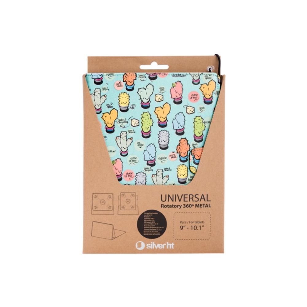 SilverHT - Funda Universal Rotatory 360º (9 - 10.1'''') Cactoos Green metal