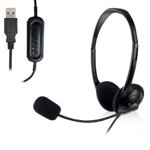 Ewent - EW3568 auricular y casco Auriculares Alámbrico Diadema Calls/Music USB tipo A Negro