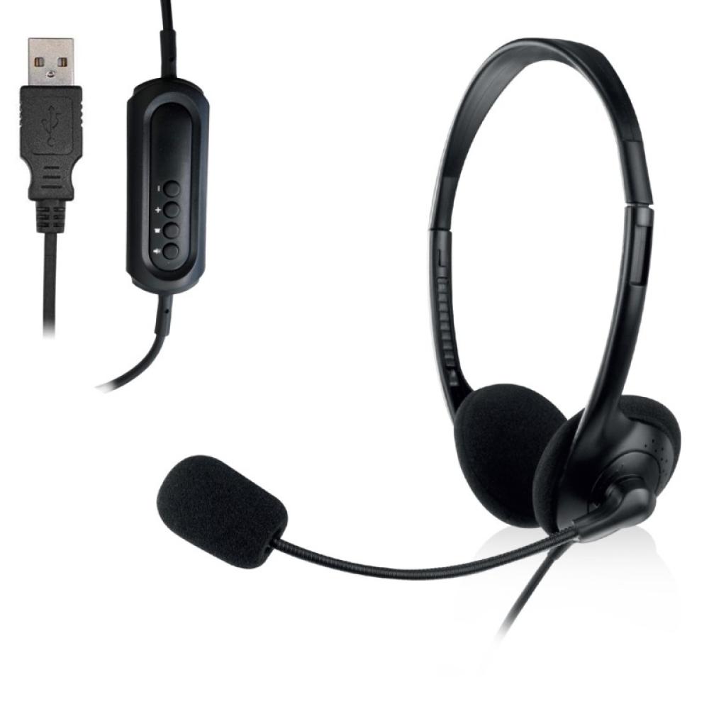 Ewent - EW3568 auricular y casco Auriculares Alámbrico Diadema Calls/Music USB tipo A Negro