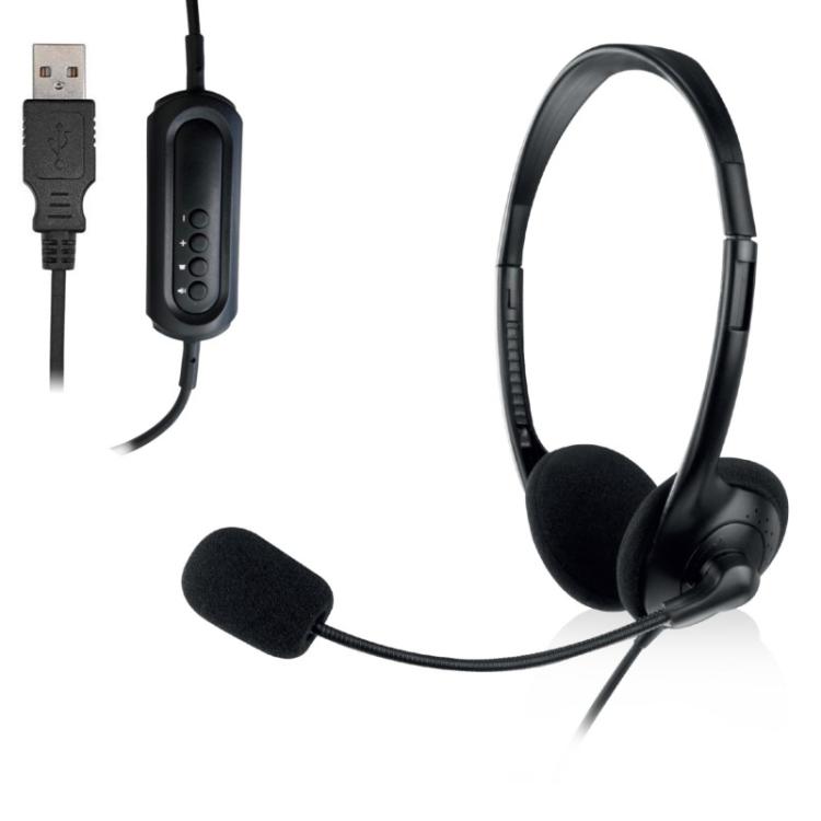 Ewent - EW3568 auricular y casco Auriculares Alámbrico Diadema Calls/Music USB tipo A Negro