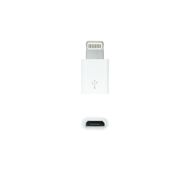Nanocable - Adaptador Lightning a Micro USB, Lightning/M-Micro B/H Blanco