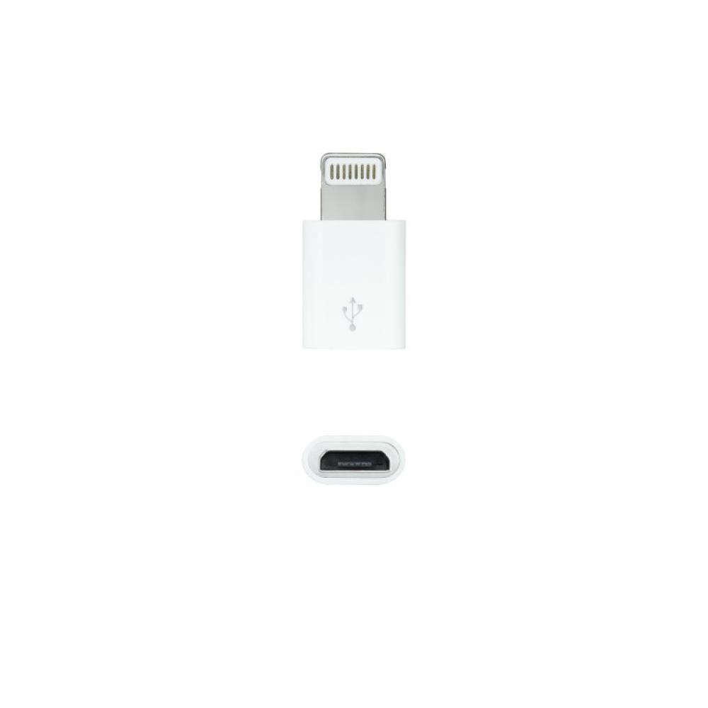 Nanocable - Adaptador Lightning a Micro USB, Lightning/M-Micro B/H Blanco