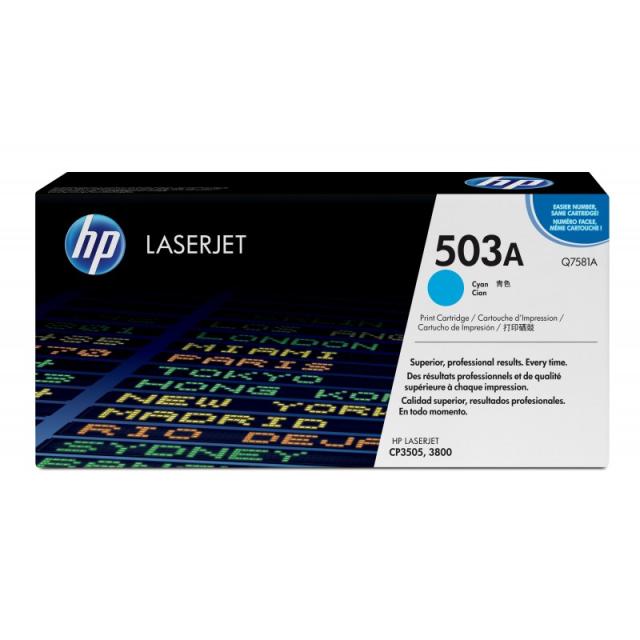 HP - Cartucho de tóner original LaserJet 503A cian