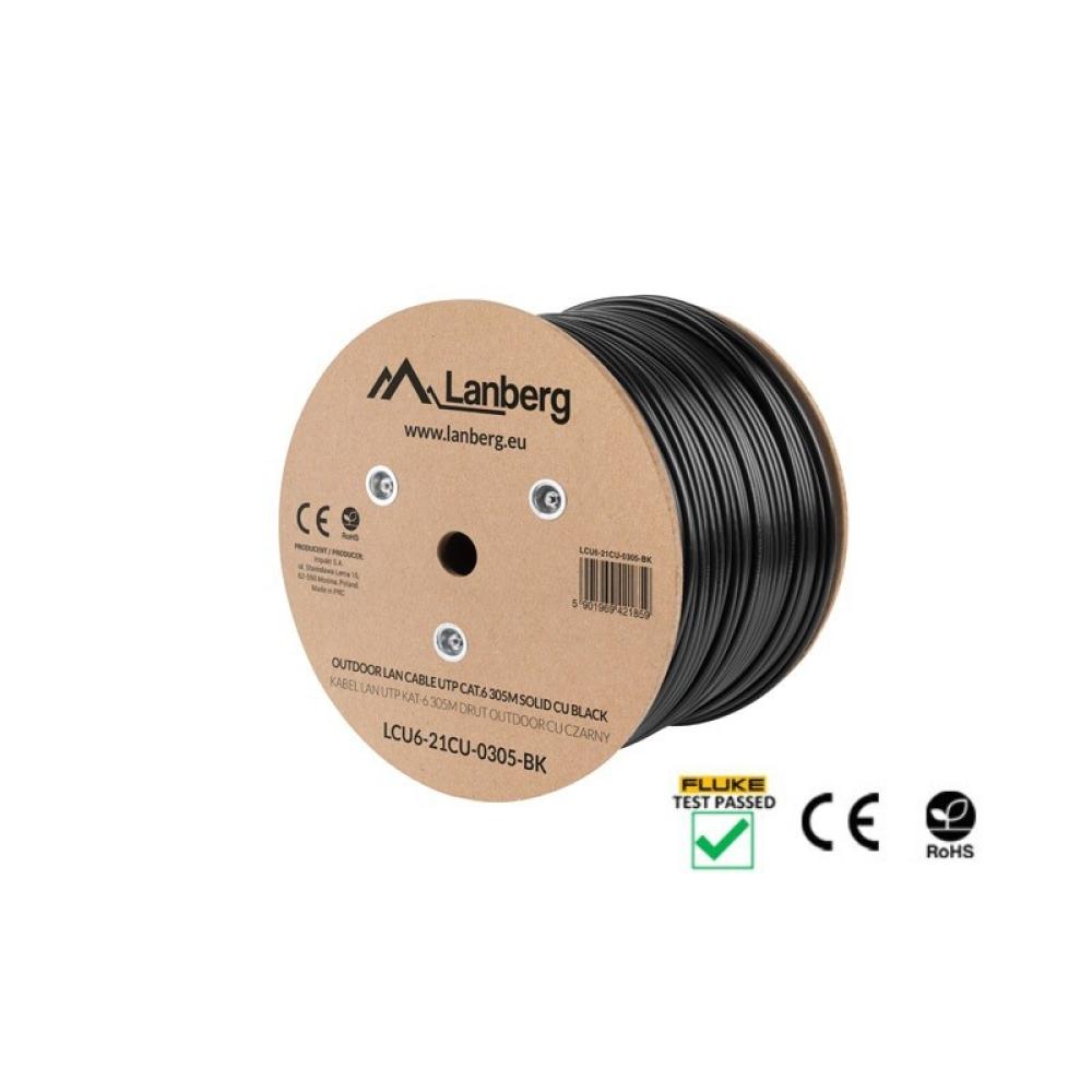 Lanberg - LCU6-21CU-0305-BK cable de red Negro 305 m Cat6 U/UTP (UTP)