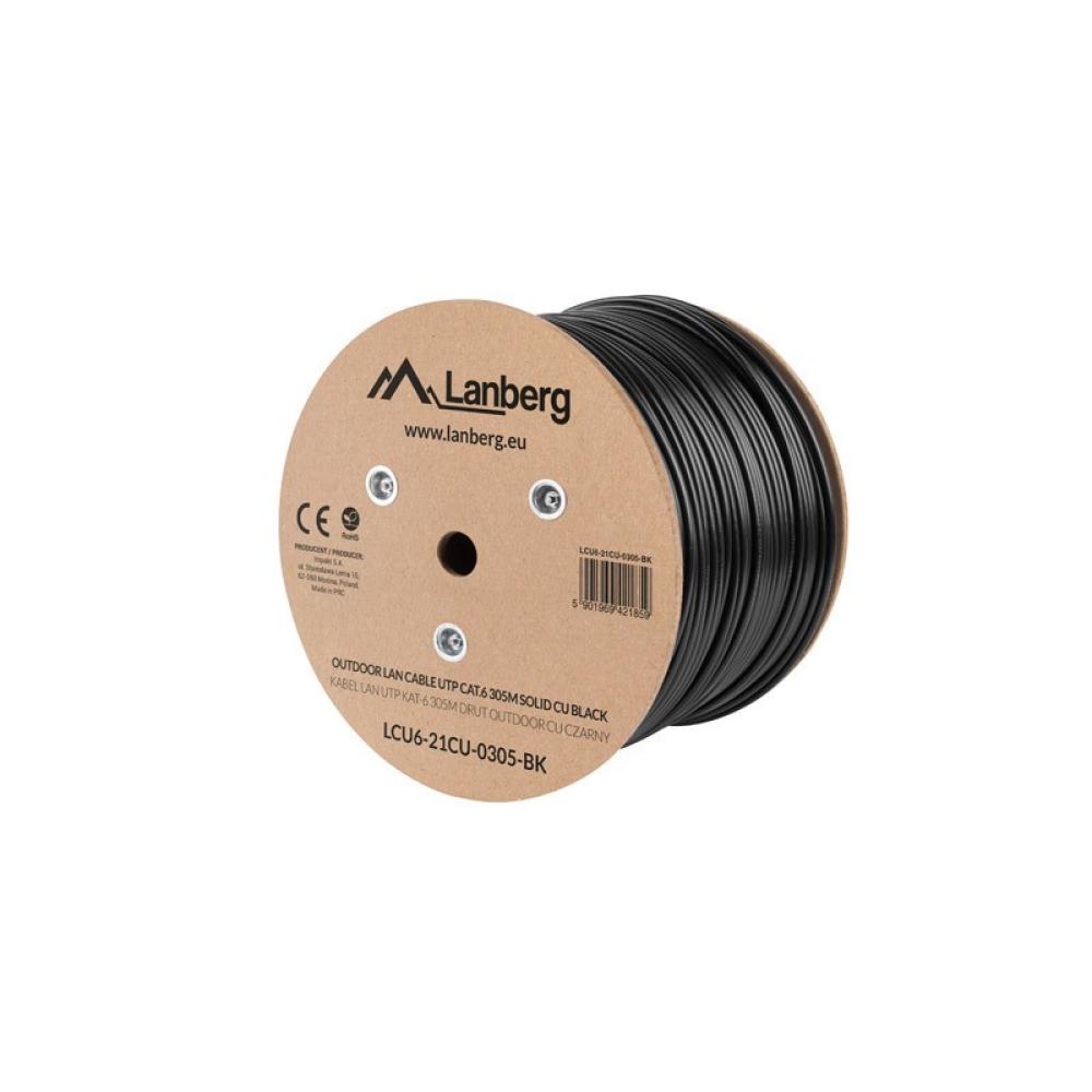 Lanberg - LCU6-21CU-0305-BK cable de red Negro 305 m Cat6 U/UTP (UTP)