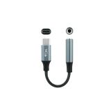 Nanocable - Cable Adaptador Audio USB-C/M a Jack 3.5/H, 11 cm, Negro/Gris
