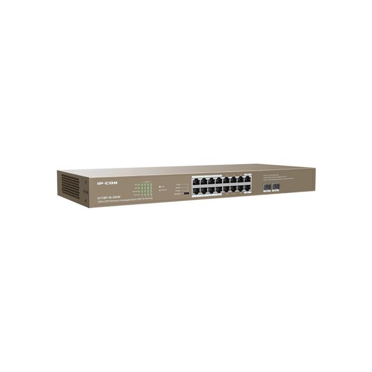 IP-COM Networks - G1118P-16-250W switch No administrado Gigabit Ethernet (10/100/1000) Energía sobre Ethernet (PoE) Marrón