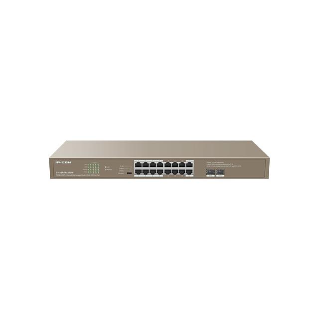 IP-COM Networks - G1118P-16-250W switch No administrado Gigabit Ethernet (10/100/1000) Energía sobre Ethernet (PoE) Marrón