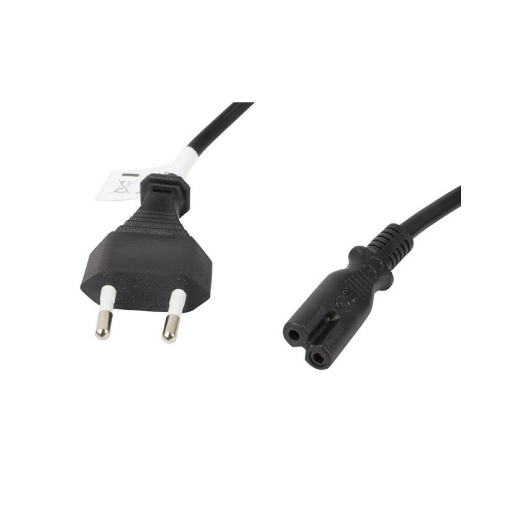 Lanberg - CA-C7CA-11CC-0030-BK cable de transmisión Negro 3 m CEE7/16 C7 acoplador