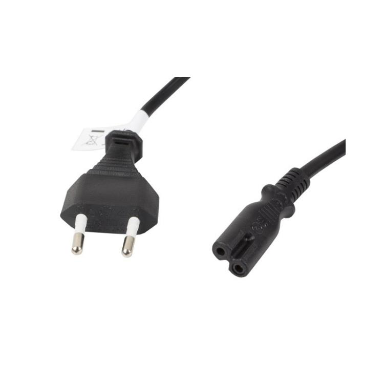 Lanberg - CA-C7CA-11CC-0030-BK cable de transmisión Negro 3 m CEE7/16 C7 acoplador