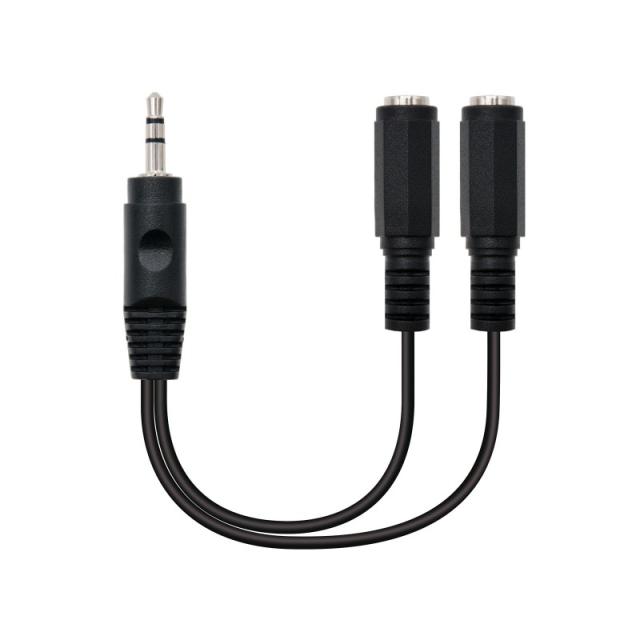 Nanocable - 10.24.1200 cable de audio 0,15 m 2 x 3.5mm 3,5mm Negro