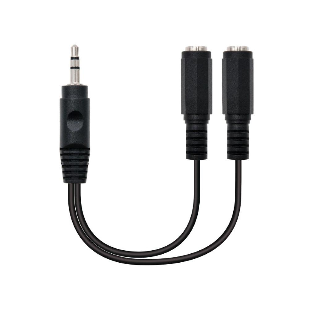 Nanocable - 10.24.1200 cable de audio 0,15 m 2 x 3.5mm 3,5mm Negro