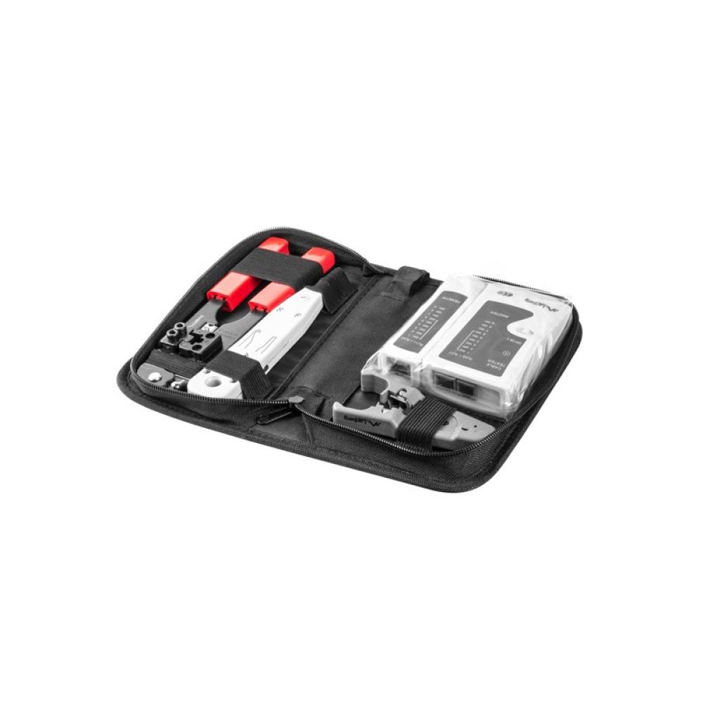 Lanberg - KIT DE HERRAMIENTAS PARA REDES NT-0301 - TESTER - PELACABLES - CRIMPADORA - HERRAMIENTA DE I