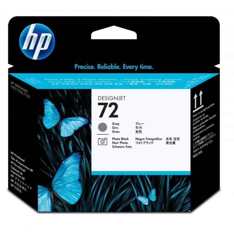 HP - Cabezal de impresión DesignJet 72 negro fotográfico y gris
