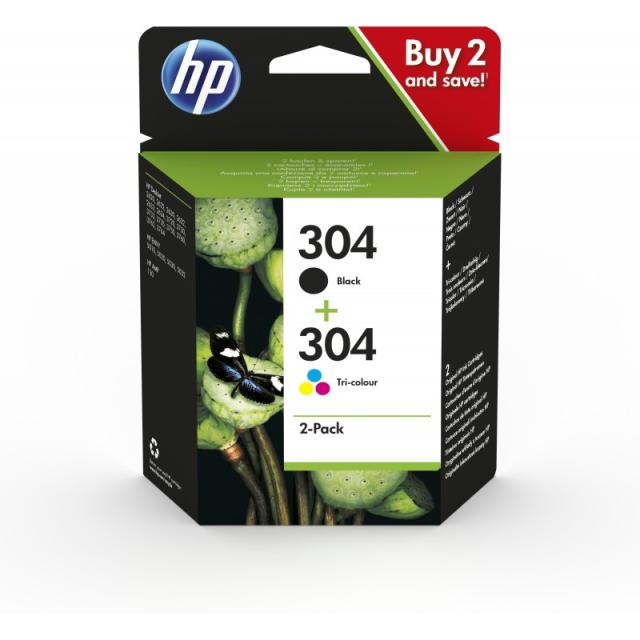 HP - Paquete de 2 cartuchos de tinta Original 304 negro/tricolor