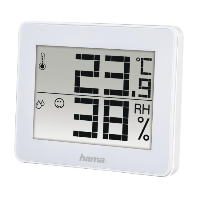 Hama - Termómetro e Higrómetro Digital (Control de humedad y temperatura de interiores, Almacenamiento de datos), Color Blanco