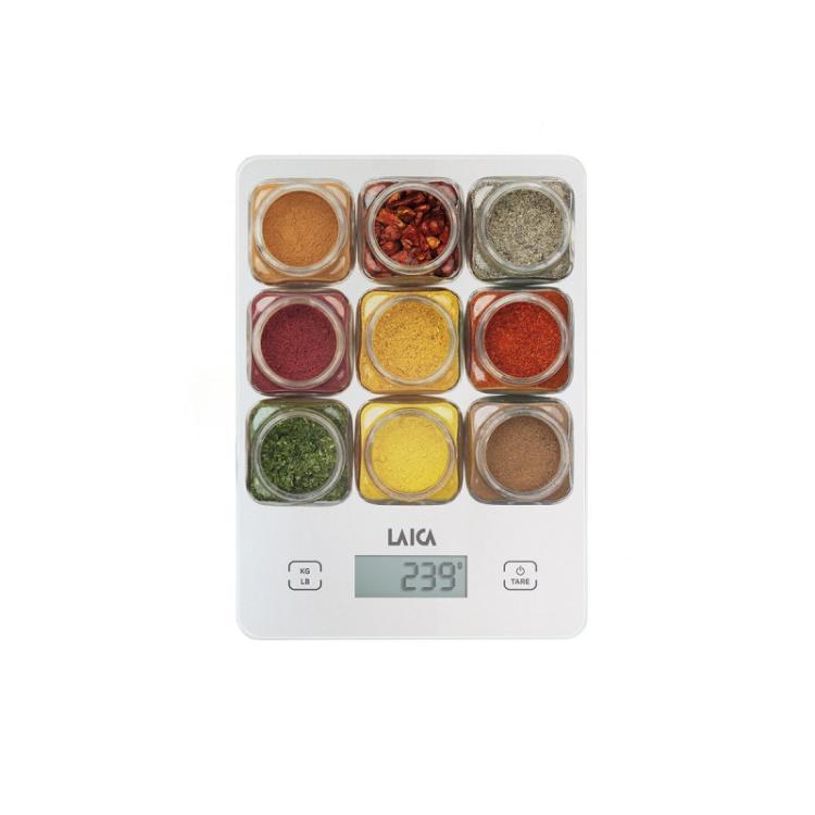 Laica - KS1040 báscula de cocina Multicolor, Blanco Encimera Rectángulo Báscula electrónica de cocina