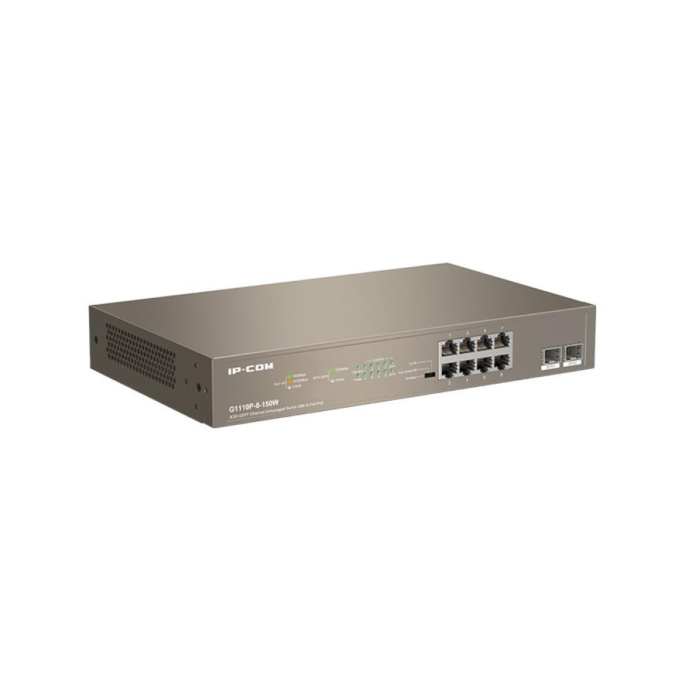 IP-COM Networks - G1110P-8-150W switch Gigabit Ethernet (10/100/1000) Energía sobre Ethernet (PoE) 1U Gris