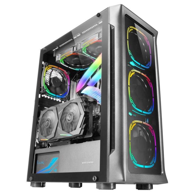 Mars Gaming - MC-NEO, Torre Gaming XXL E-ATX, Ventana Lateral y Frontal Cristal Templado, 4X Ventiladores ARGB 120mm + V - MCNEO