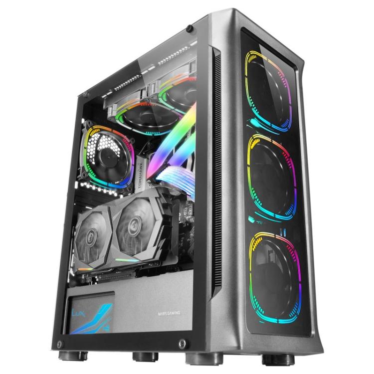 Mars Gaming - MC-NEO, Torre Gaming XXL E-ATX, Ventana Lateral y Frontal Cristal Templado, 4X Ventiladores ARGB 120mm + V - MCNEO
