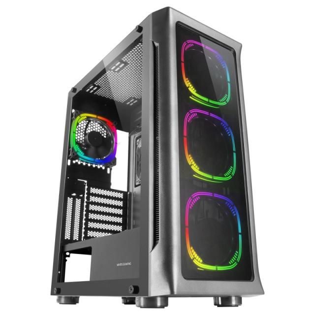 Mars Gaming - MC-NEO, Torre Gaming XXL E-ATX, Ventana Lateral y Frontal Cristal Templado, 4X Ventiladores ARGB 120mm + V - MCNEO