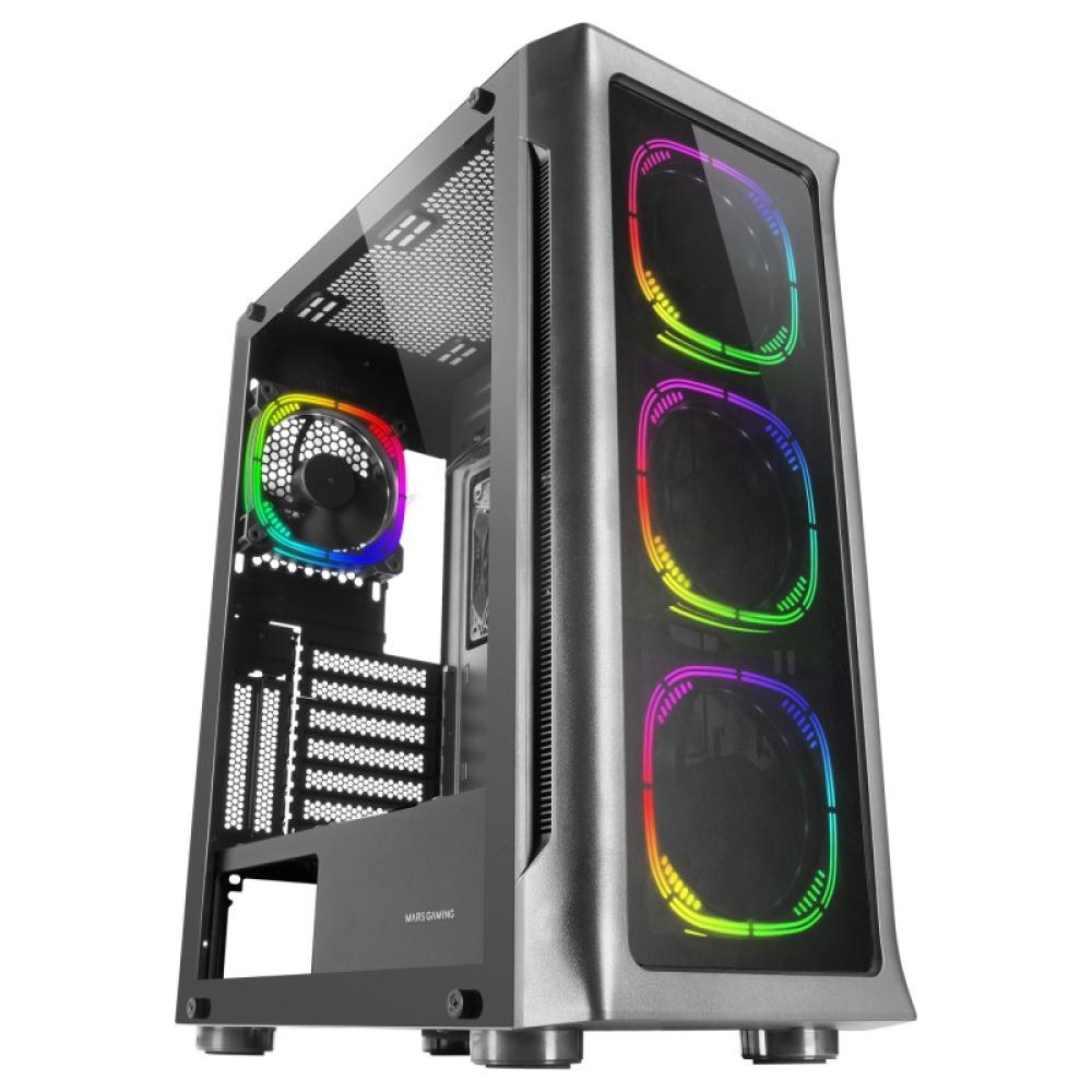 Mars Gaming - MC-NEO, Torre Gaming XXL E-ATX, Ventana Lateral y Frontal Cristal Templado, 4X Ventiladores ARGB 120mm + V - MCNEO