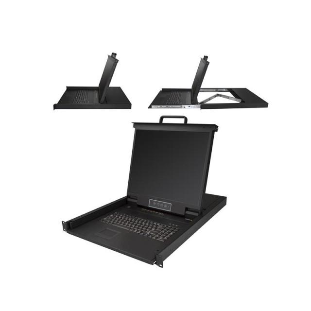 StarTech.com - Consola KVM de 8 puertos para Montaje en Rack - Teclado QWERTY - con Cables de 1,8m - Conmutador KVM con Monitor