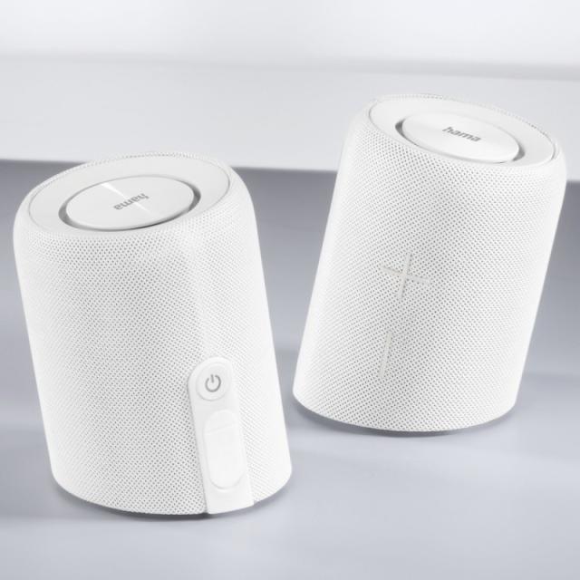 Hama - Twin 3.0 Altavoz portátil estéreo Blanco 30 W