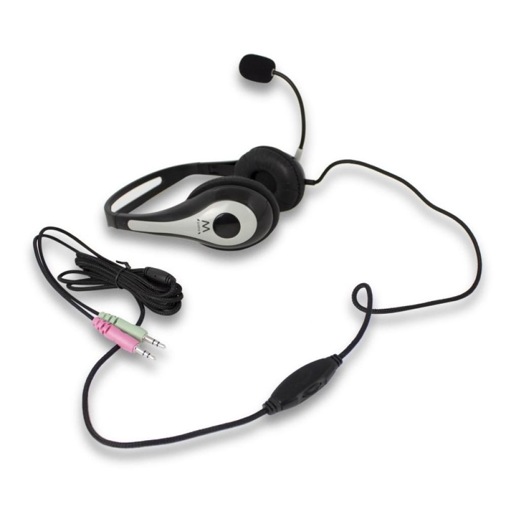Ewent - EW3562 auricular y casco Auriculares Alámbrico Diadema Llamadas/Música Negro, Plata