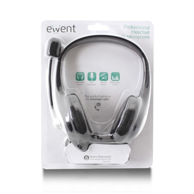 Ewent - EW3562 auricular y casco Auriculares Alámbrico Diadema Llamadas/Música Negro, Plata