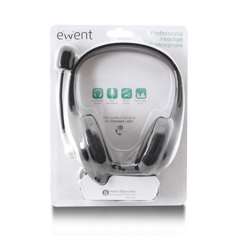Ewent - EW3562 auricular y casco Auriculares Alámbrico Diadema Llamadas/Música Negro, Plata