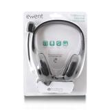 Ewent - EW3562 auricular y casco Auriculares Alámbrico Diadema Llamadas/Música Negro, Plata