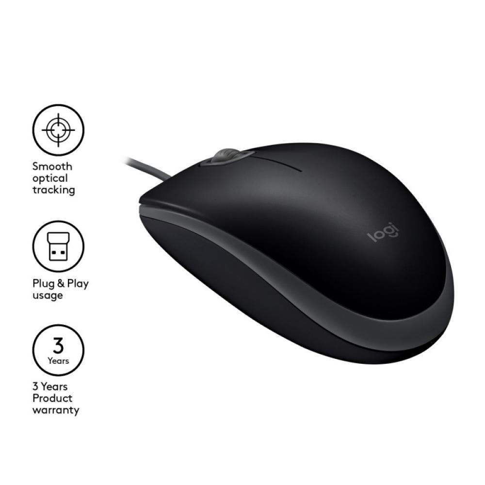 Logitech - B110 Silent ratón Oficina Ambidextro USB tipo A Óptico 1000 DPI