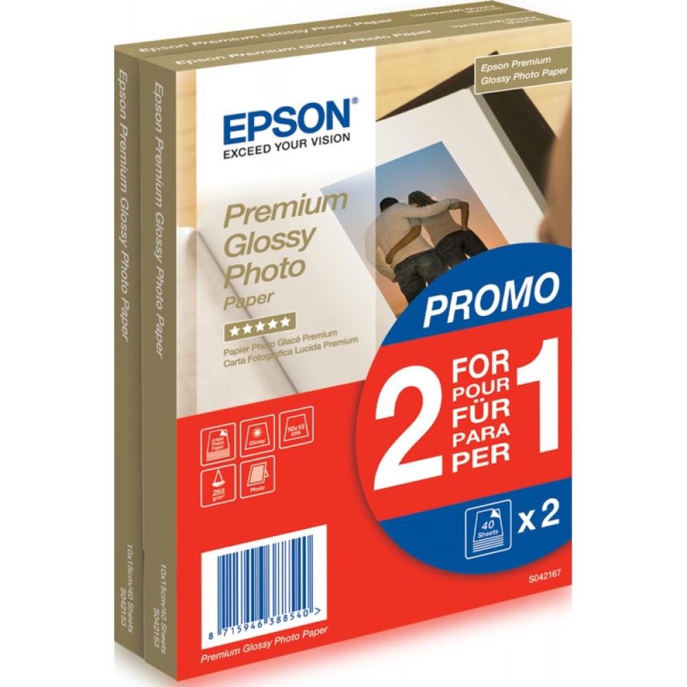 Epson - Premium Glossy Photo Paper - 10x15cm - 2x 40 Hojas