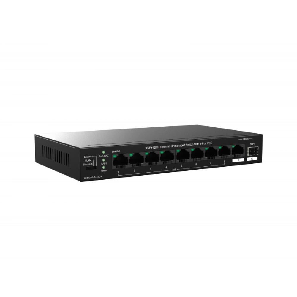 IP-COM Networks - G1110PF-8-120W switch No administrado Gigabit Ethernet (10/100/1000) Energía sobre Ethernet (PoE) Negro