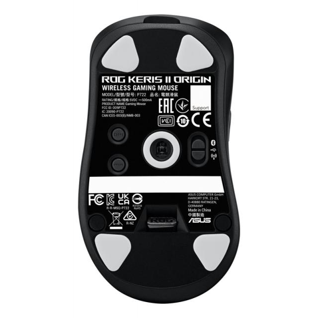ASUS - ROG Keris II Origin BLK ratón Juego mano derecha RF Wireless + Bluetooth + USB Type-A Óptico 42000 DPI
