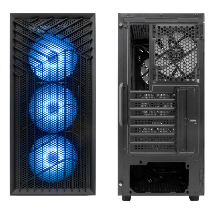 CoolBox - GAMING CAJA ATX GA300 GRIDLINE ARGB BLACK USB-C 3.2 GEN1 SIN FTE + 5 VENTILADORES