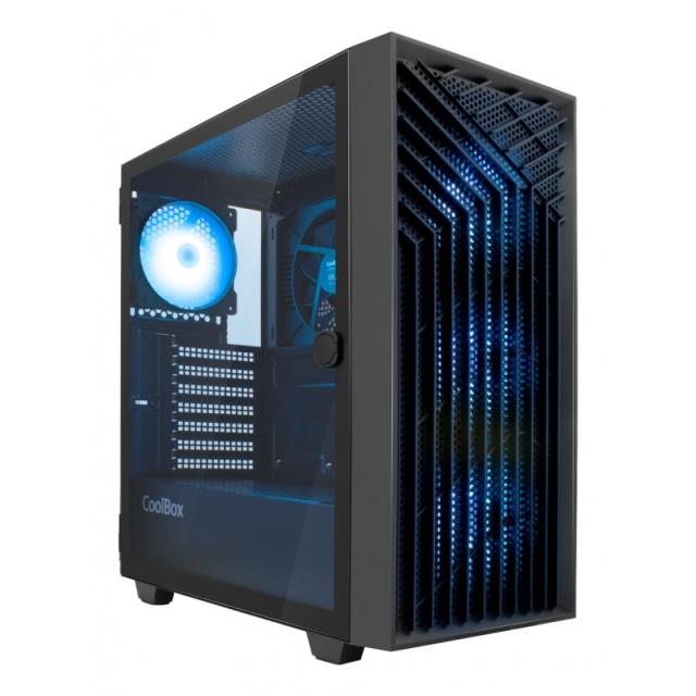 CoolBox - GAMING CAJA ATX GA300 GRIDLINE ARGB BLACK USB-C 3.2 GEN1 SIN FTE + 5 VENTILADORES
