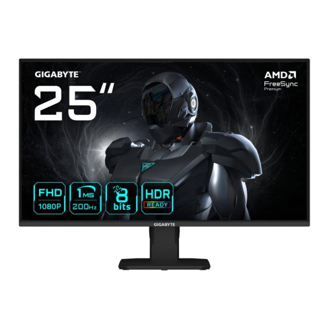 GIGABYTE - GS25F2 Monitor Gaming 25" FHD - 1920 x 1080, 200Hz, 1ms, 300 cd/m², Display HDR 10, HDMI 2.0, DisplayPort - GS25F2 EU
