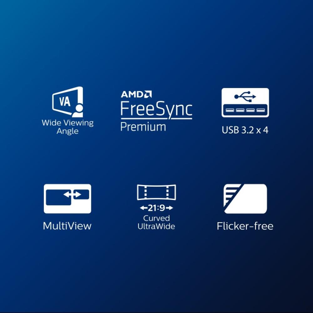 Philips - E Line 346E2CUAE/00 pantalla para PC 86,4 cm (34") 3440 x 1440 Pixeles Wide Quad HD+ LCD Negro