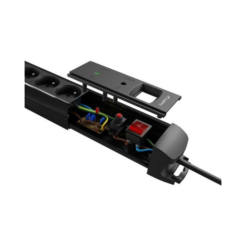 Lanberg - SP1-05F-0500-BK base múltiple 5 m 5 salidas AC Interior Negro