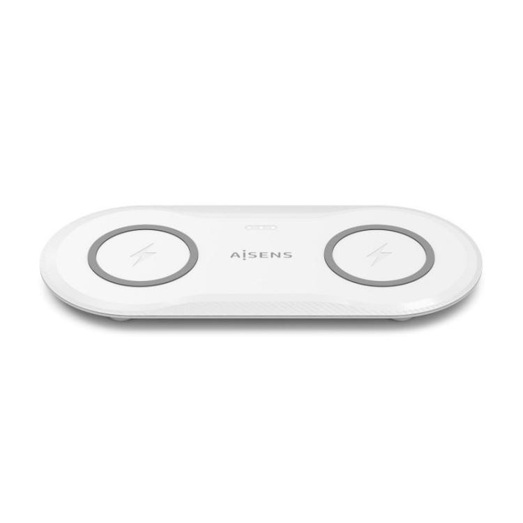 AISENS - Cargador Inalambrico USB-C 15W 2 en 1 Para Movil Auriculares, Blanco