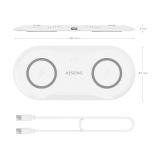 AISENS - Cargador Inalambrico USB-C 15W 2 en 1 Para Movil Auriculares, Blanco