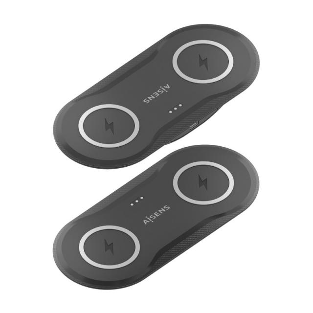 AISENS - Cargador Inalambrico USB-C 15W 2 en 1 Para Movil Auriculares, Negro