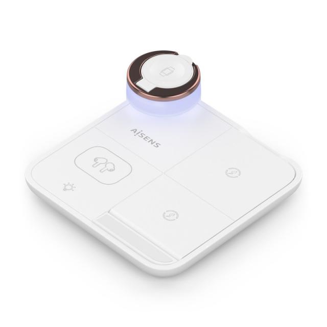 AISENS - Cargador Inalambrico USB-C 4 en 1 De 15W Para Movil, Apple Watch, Auriculares Con Estuche De Carga, - ASCH-15W4WC061-W