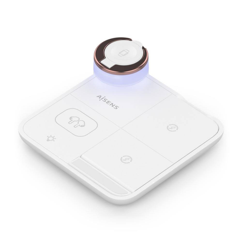 AISENS - Cargador Inalambrico USB-C 4 en 1 De 15W Para Movil, Apple Watch, Auriculares Con Estuche De Carga, - ASCH-15W4WC061-W