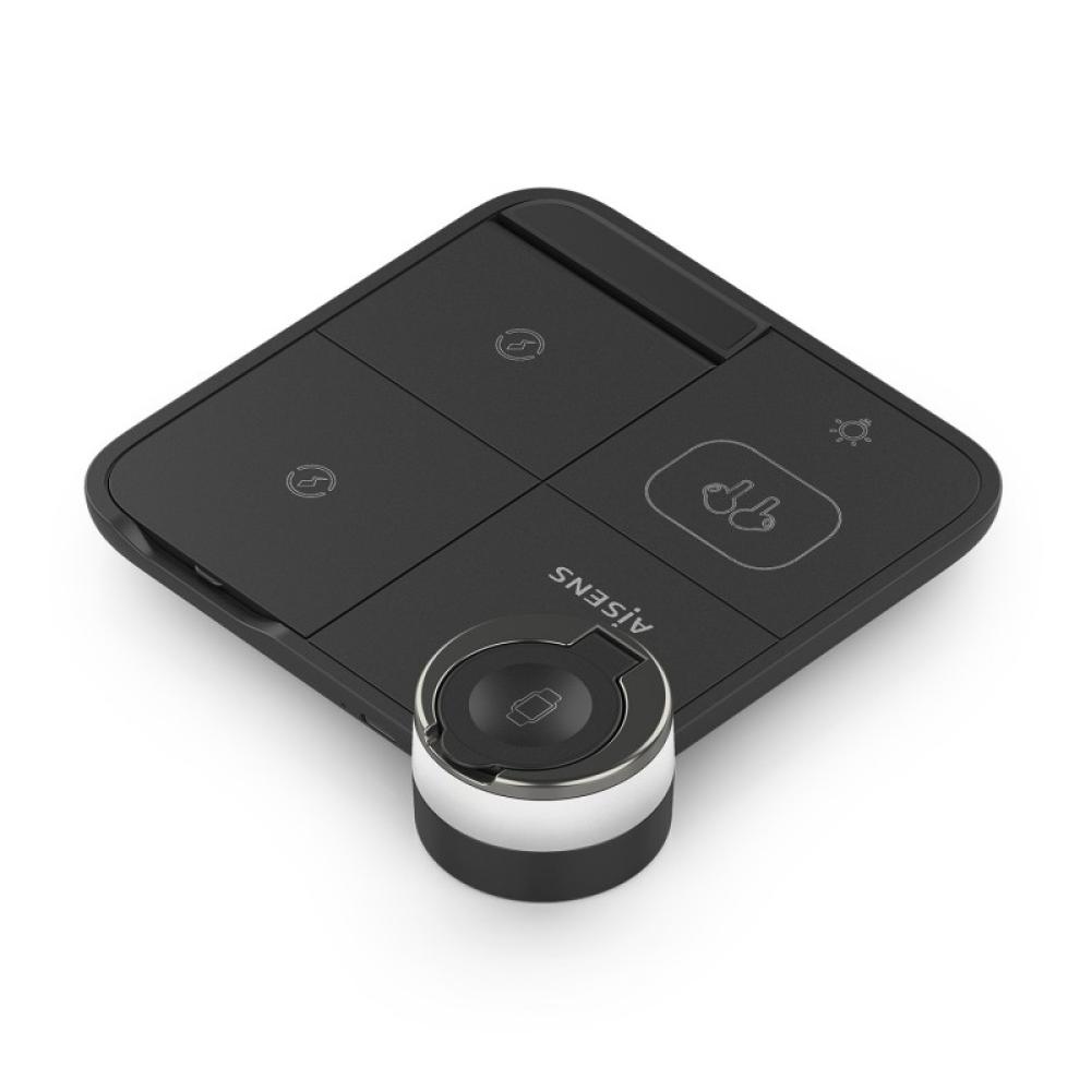 AISENS - Cargador Inalambrico USB-C 4 en 1 De 15W Para Movil, Apple Watch, Auriculares Con Estuche De Carga, - ASCH-15W4WC062-BK